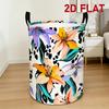 1pc, 2D Flat Laundry Basket, Leopard Print Lily Pattern, Foldable Multifunctional Storage Large Capacity Dirty Clothes Basket, Suitable for Living Roo