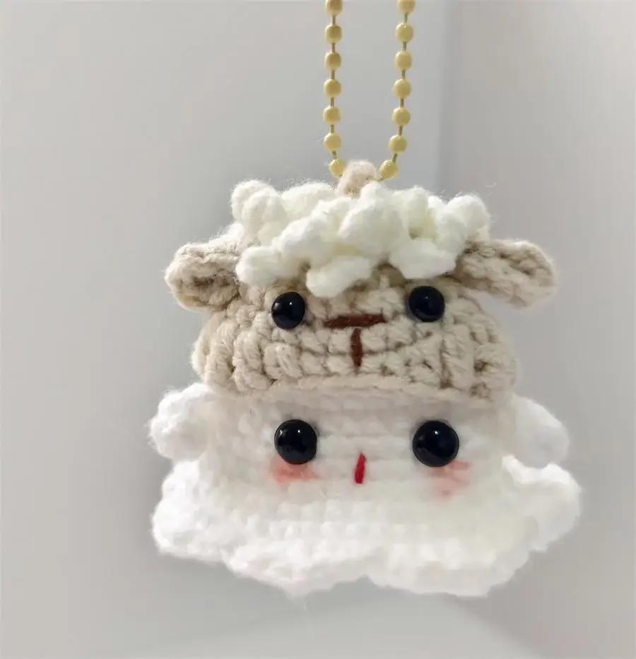 Crochet Ornament Finished Positive Figures Crochet Animals Ghost Desk Accessory Home Office Decor Christmas New Year Party Gift