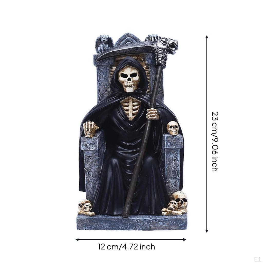 Grim Reaper Figurine with Throne Resin on Gothic Skeleton for Goths,