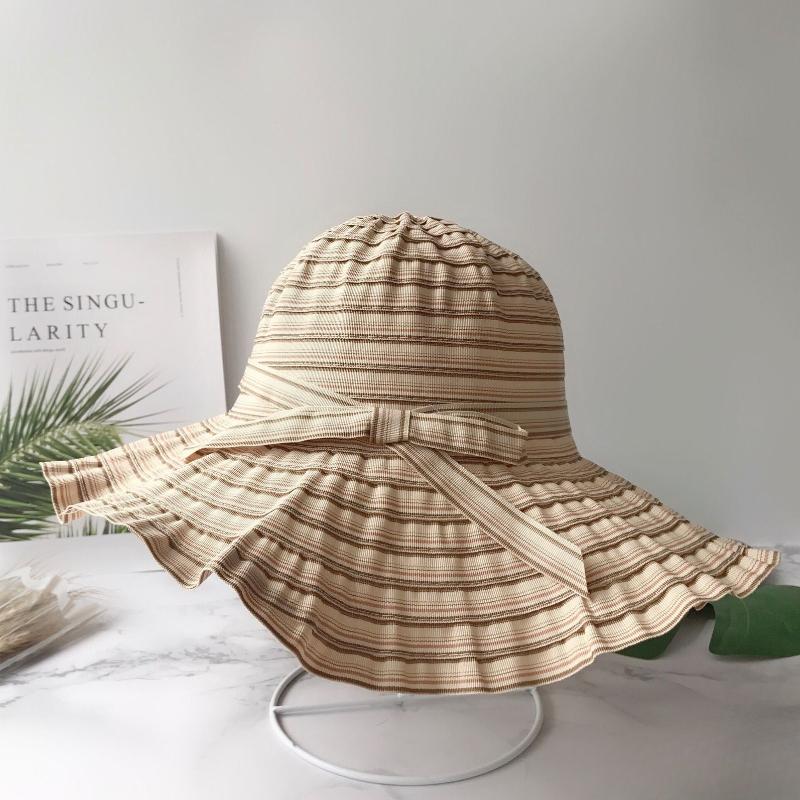 Pălărie de Soare cu Bor Larg cu Protecție UV pentru Femei, Pălărie Bucket Pliabilă de Exterior de Vară cu Dungi, Pălării de Pescar, Pălării Panama