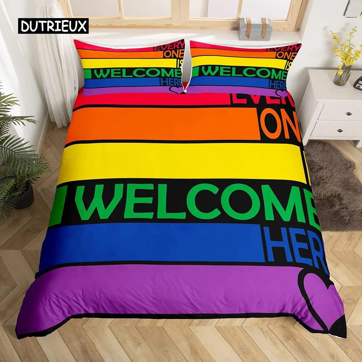 

Love is Love Підодіяльник Rainbow Набір постільної білизни Pride for Love Тема романтичної ковдри Барвистий мультяшний автомобіль Покривало Покривало з трьох предметів EU single(135x200cm)