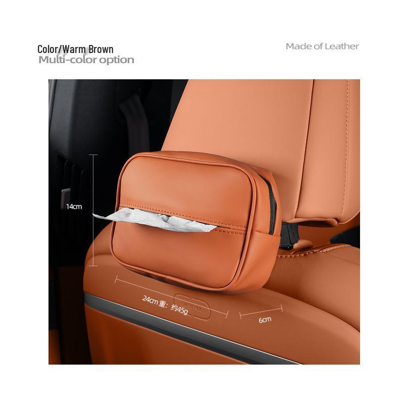 Letao L60 Leather Zipper Seat Tissue Bag - Original Car Color, Convenient Storage for Interior.
