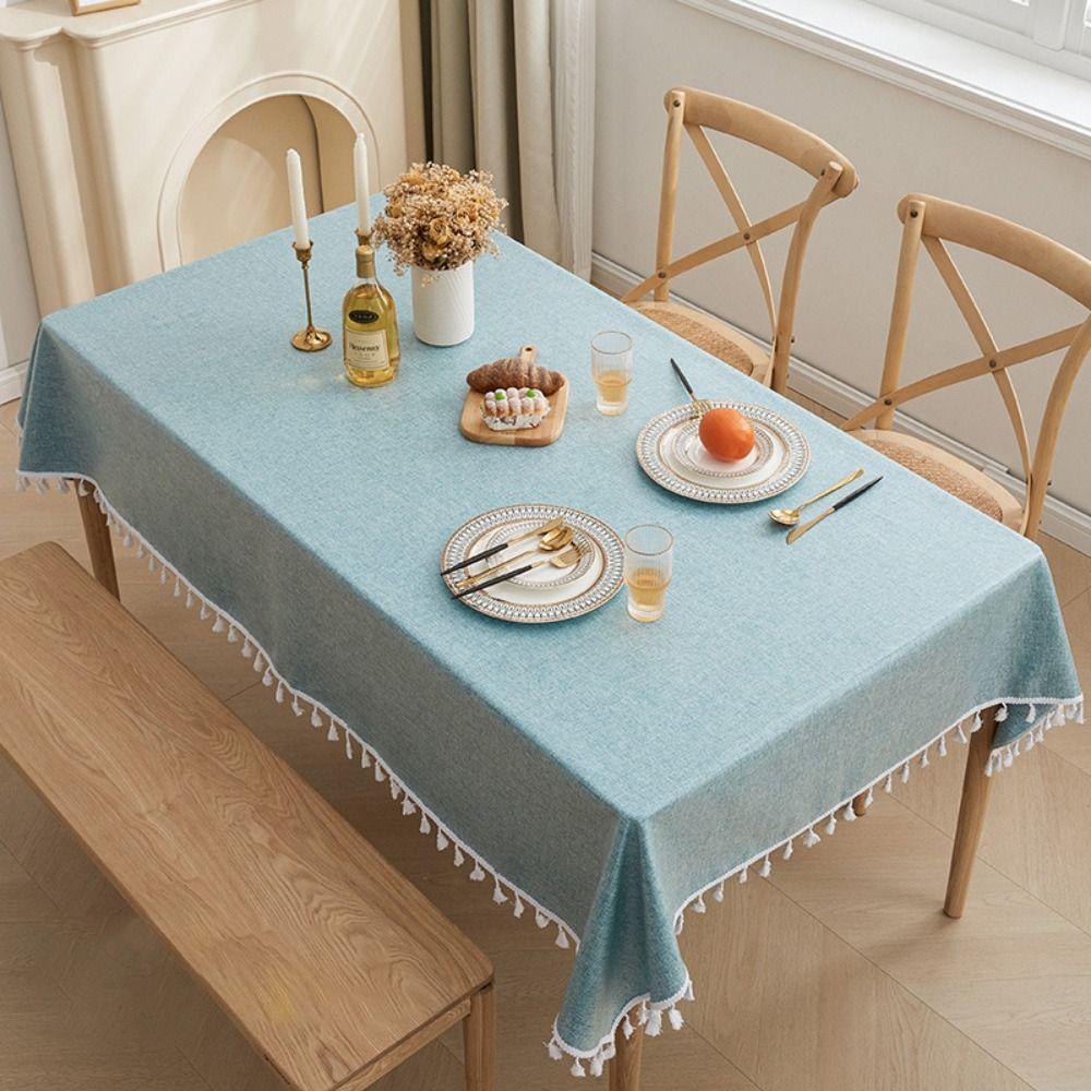 Rectangular Rural Style Textured Tablecloth Oil-proof Table Decoration Table Cover  Dining Table