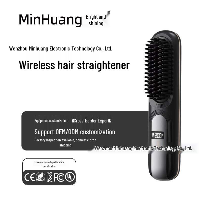 Rechargeable Wireless Hair Straightener & Curler with Digital Display – Portable Travel Comb
