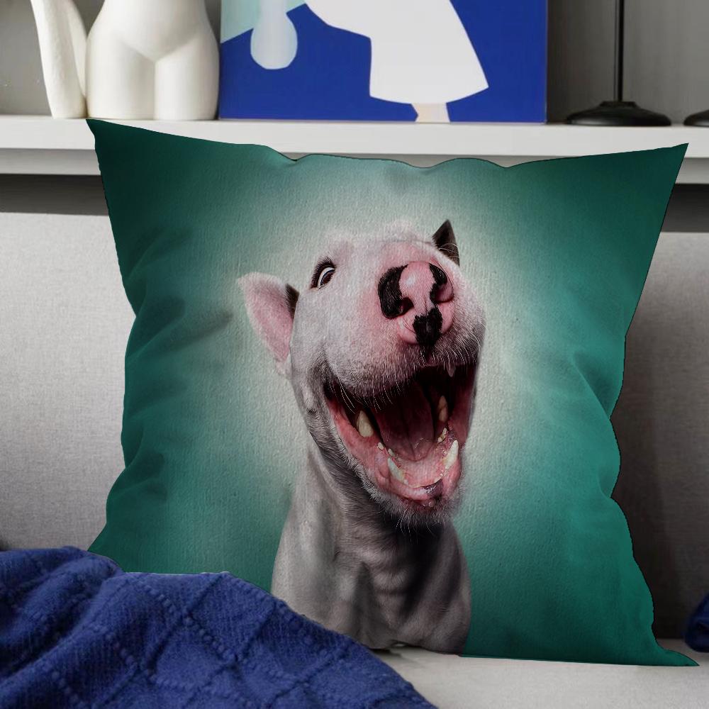 English Bull Terrier Dog Cushion Cover Inches Farmhouse Decor Home Throw Pillow Covers for Couch Decorations