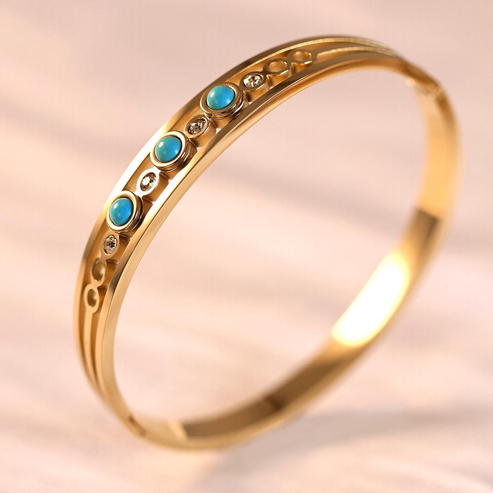 High-end Titanium Steel Women s Jewelry Sapphire Titanium Steel Bracelet One Size(18CM~21CM)