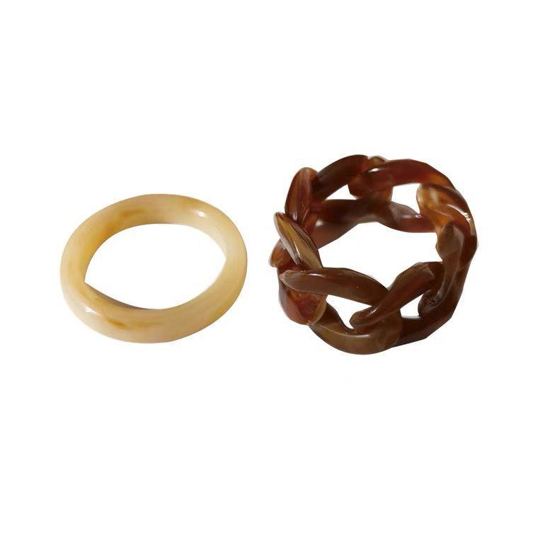 Set inele lanț din rășină acrilică retro: Stil creativ european și american