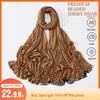 Hijab Jersey de Abelha Premium Feito à Mão com Contas Lenço Xale de Algodão Modal Macio para Mulheres Muçulmanas Liso Sólido Elástico Amigo da Pele Envoltórios