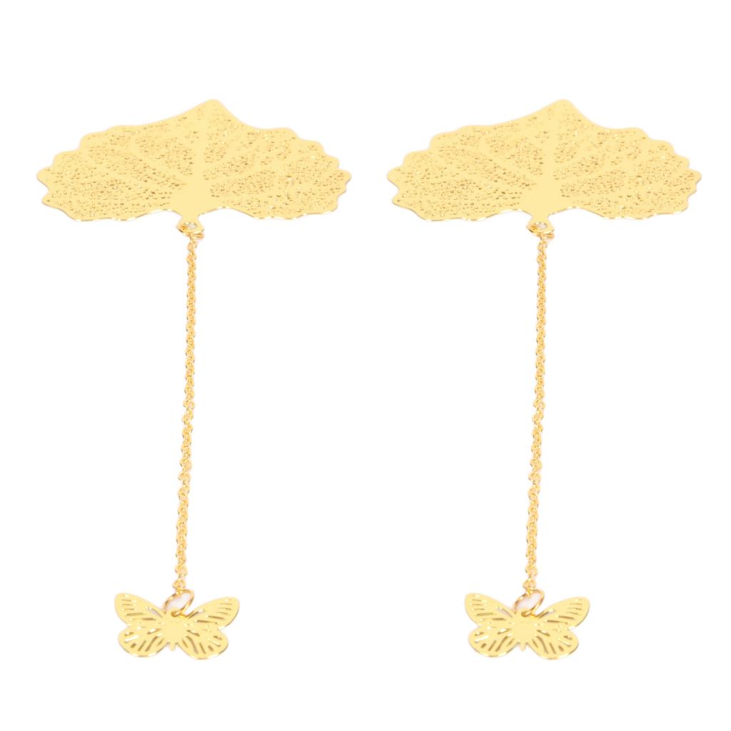 2pcs Leaf Vein Bookmark Metal Ingenious Vintage Thin Lightweight Hollow Leaf Bookmark for Household