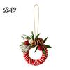 Handmade Wreath Ornaments Mini Christmas Ornament, Miniature Artificial with Bow, Decor Pinecone, Xmas Tree Hanging for Holiday Party Favors