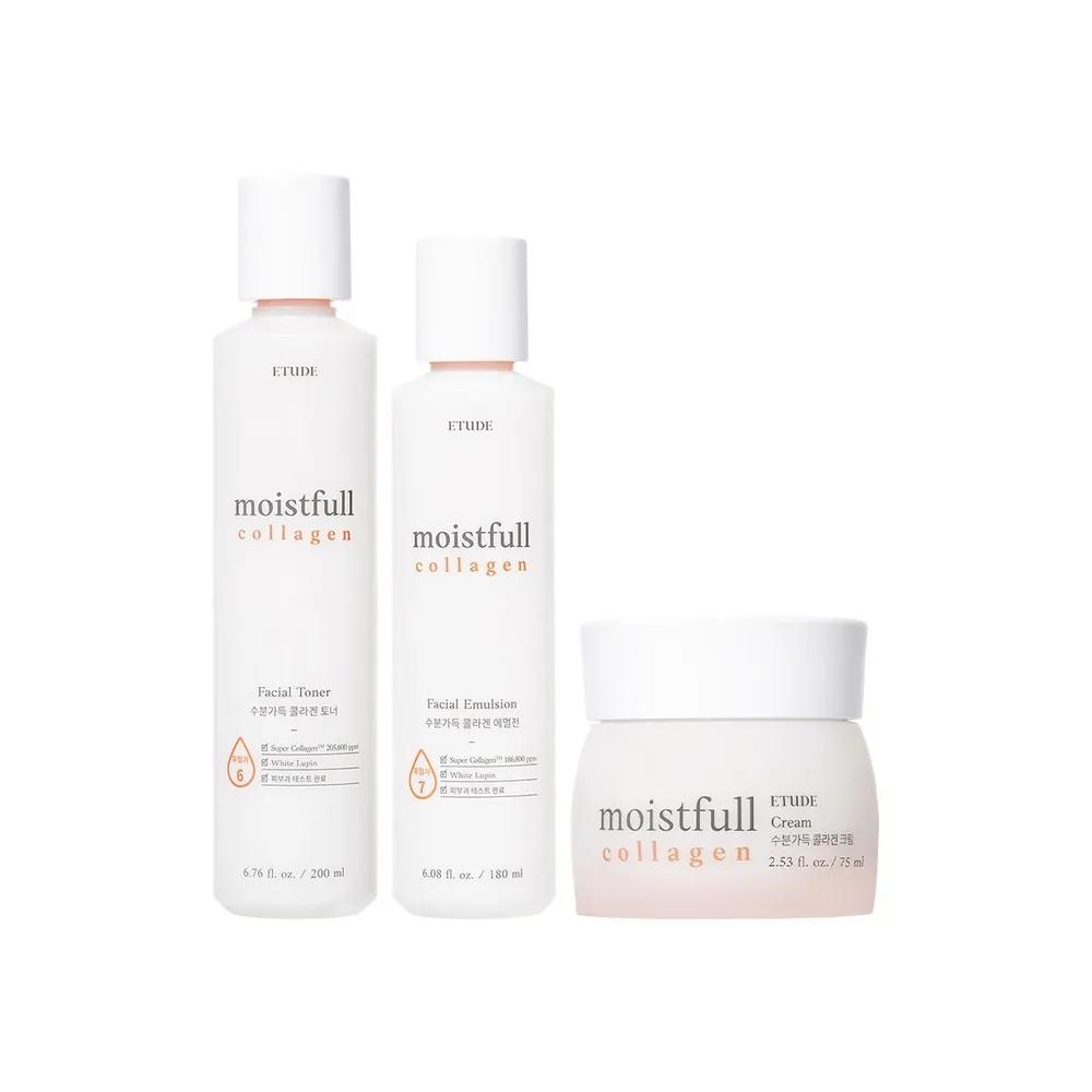 [Kollagen Feuchtigkeits-SET] Feuchtigkeitsreiches Kollagen 3-teiliges Set (Toner 200ml + Emulsion 180ml + Creme 75ml)