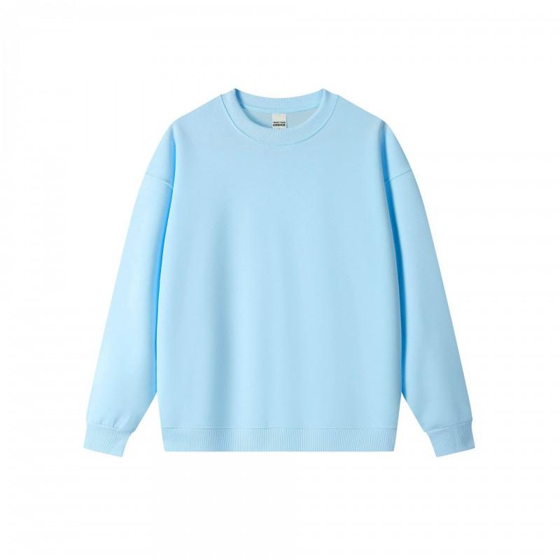 Mens Oversized Heavyweight 450g Fleece-Lined Crewneck Sweatshirt Loose Fit Drop Shoulder Solid Color American Style