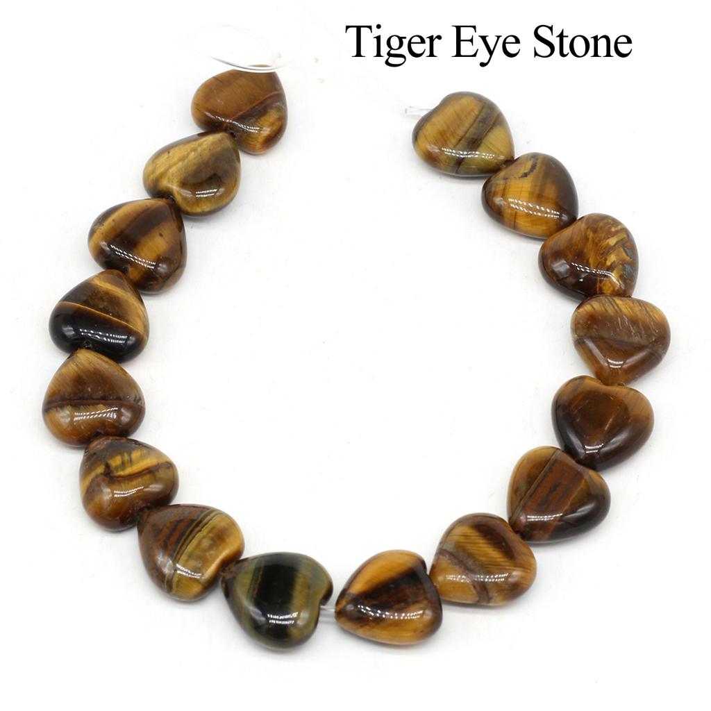 16Pcs/String, Spiritual Healing Crystal Heart Beads, Bohemian Style Natural Stone Rose Quartz Gemstone Loose Spacer Beads for Jewelry Making DIY Craft