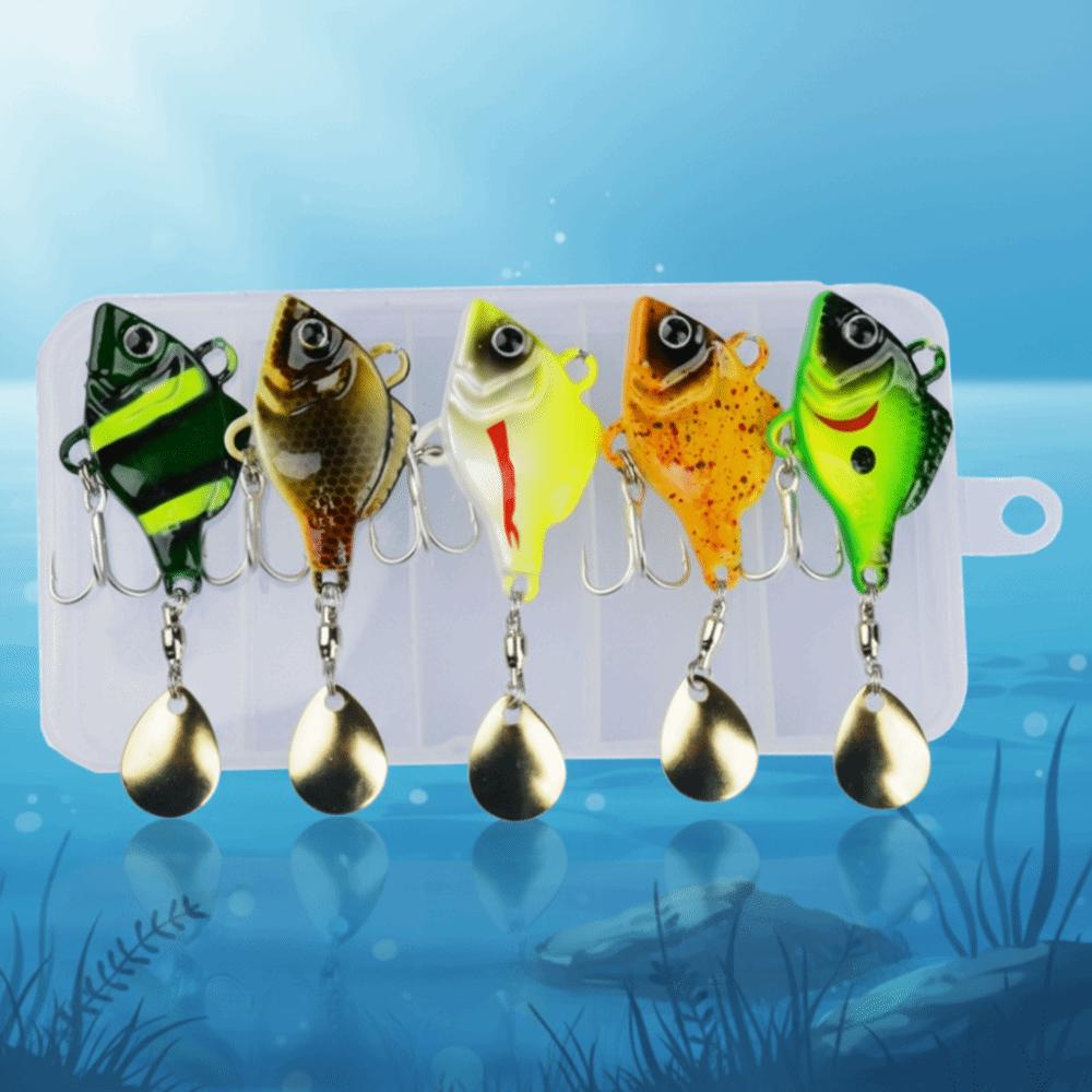 5pcs with Box Fishing Lures Kit Rotating Glitter Fishing Lures Hooks Fishing Tool