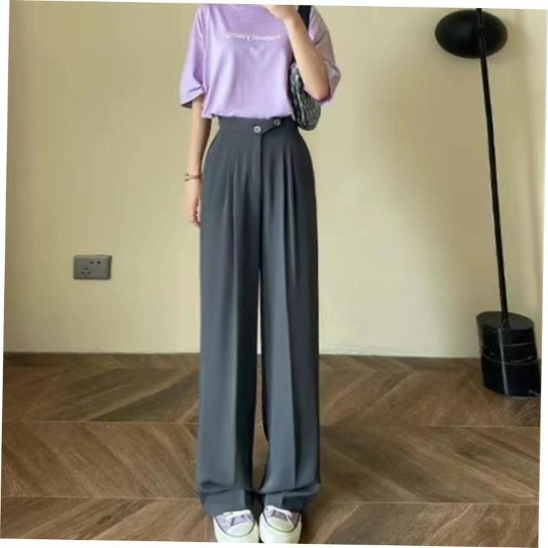 

Wide Leg Pants for WOMEN S Summer Thin High Waist Suit P Gray 4XL