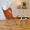Morden Tan Brown Leather Butterfly Chair Folding Home Decor Chair for Living Room, Office, Bar Chair