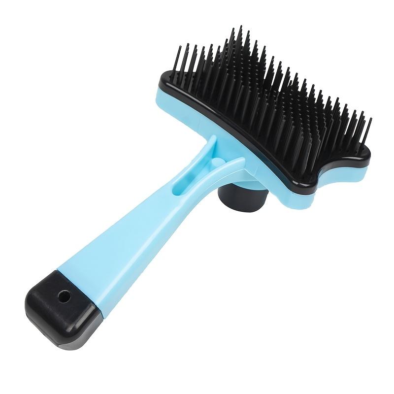 1-Pack Pet Hair Remover Brush for Cats - Ergonomic Handle, One-Click Detangling & Gentle Massage Comb, Blue & Pink Bristles, Easy Hair Removal Tool
