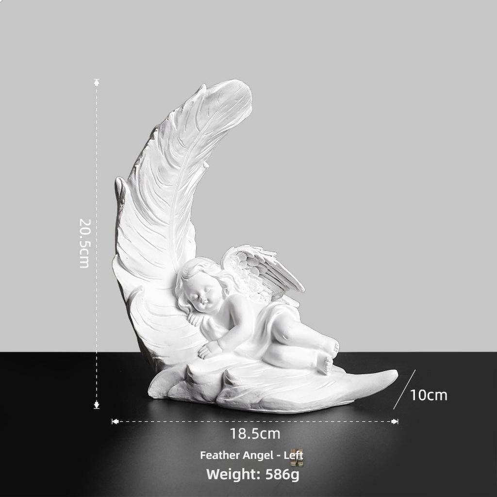 Nordic Roman Column Decor with Angel Wings - Resin Photography Props for Wedding, Vintage Shelf Ornament Minimalist Sculpture