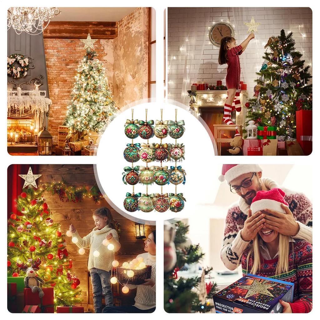 18 piece Christmas wooden hanging ornaments set Wood Pendants Tree Decor Christmas Tree Ball Ornament for Christmas family party