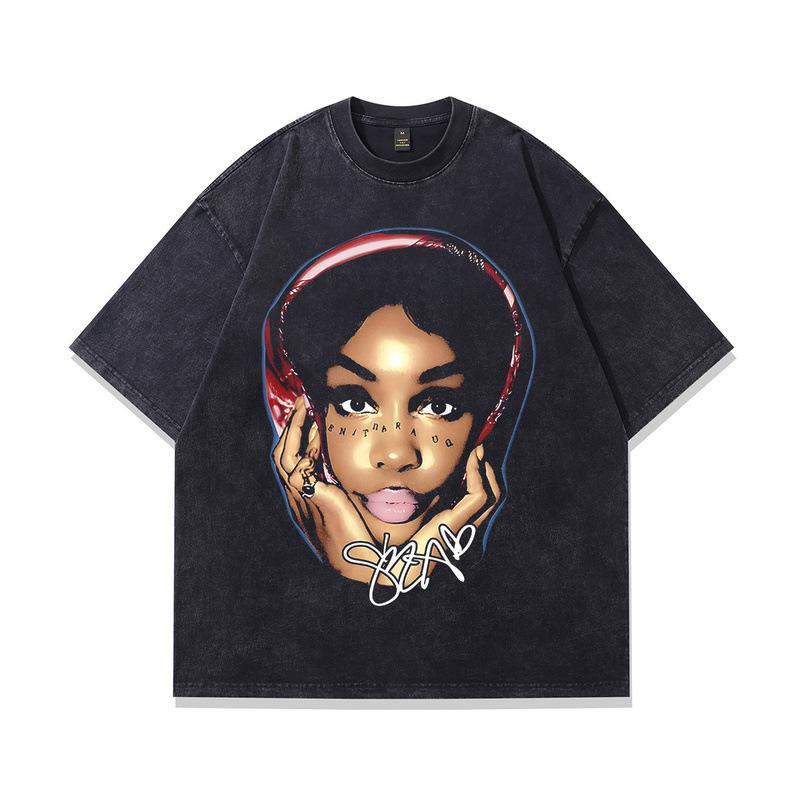 High Street Vintage Men'S Printed T-Shirt Oversize Large Version Short Sleeve T-Shirt Ins Men