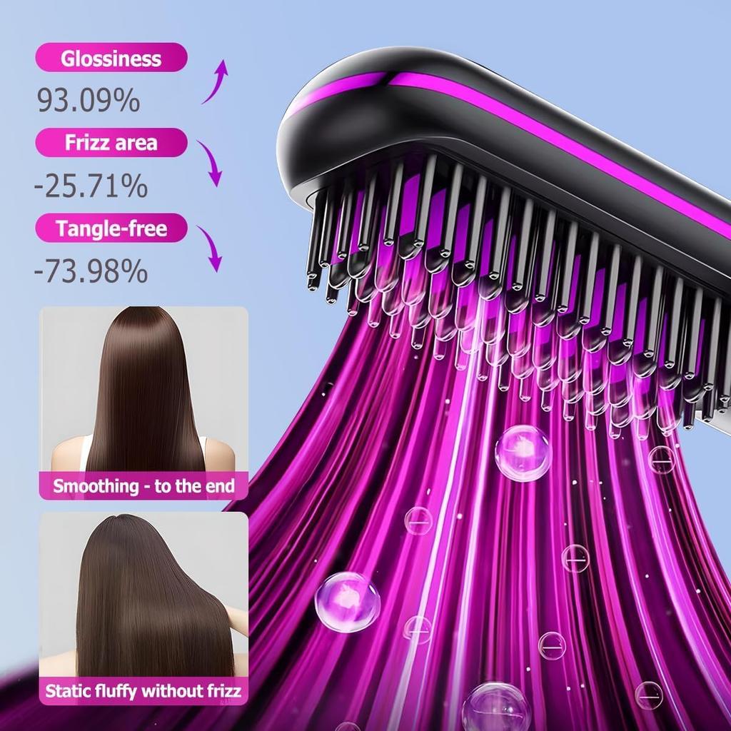 Bærbar rettetangbørste - Rettetang Oppladbar Trådløs Rettetangkam, Rask Oppvarming Trådløst Mini Reisefrisørverktøy