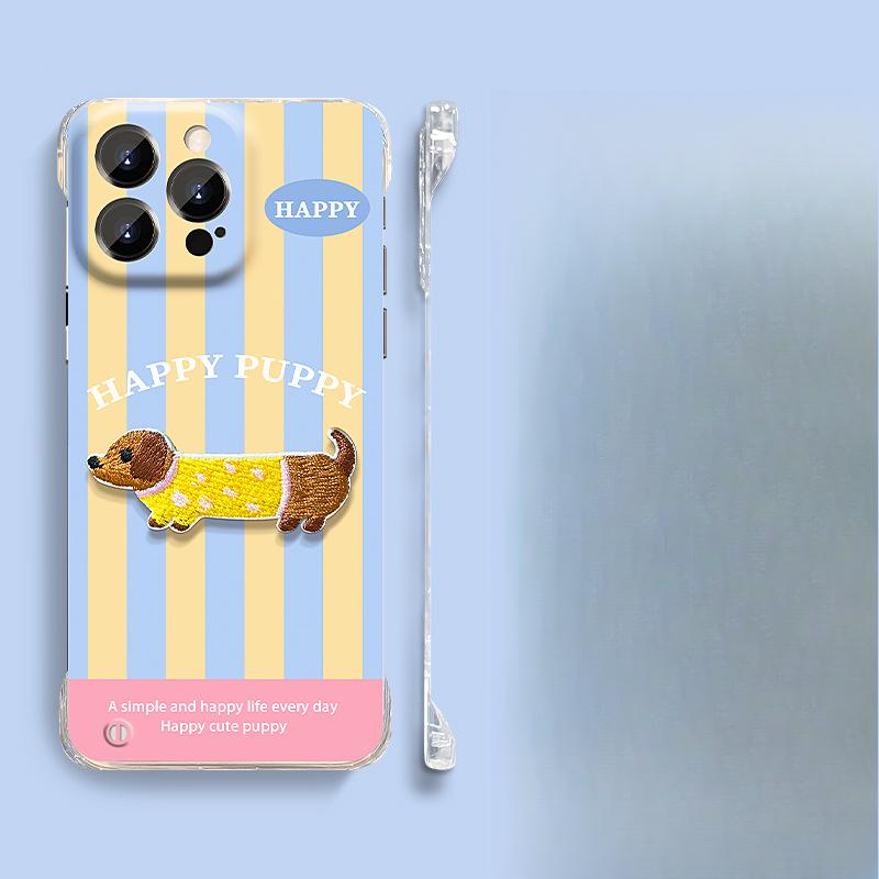 

Полосатая Милая Вышитая Подставка для Щенка Подходит для Чехла для Мобильного Телефона Apple 13PROMAX 14 Прозрачный Бескаркасный XR Ультратонкий Honor 80 Pro curved screen version