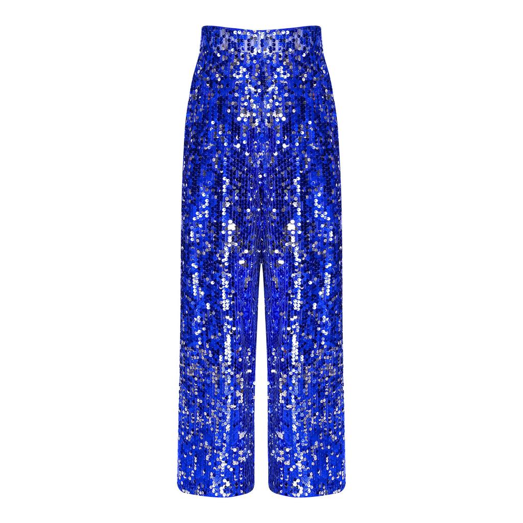 Girls Allover Sequin Pants Elastic Waist Loose Fit Fully Lined for Dance Stage Performance