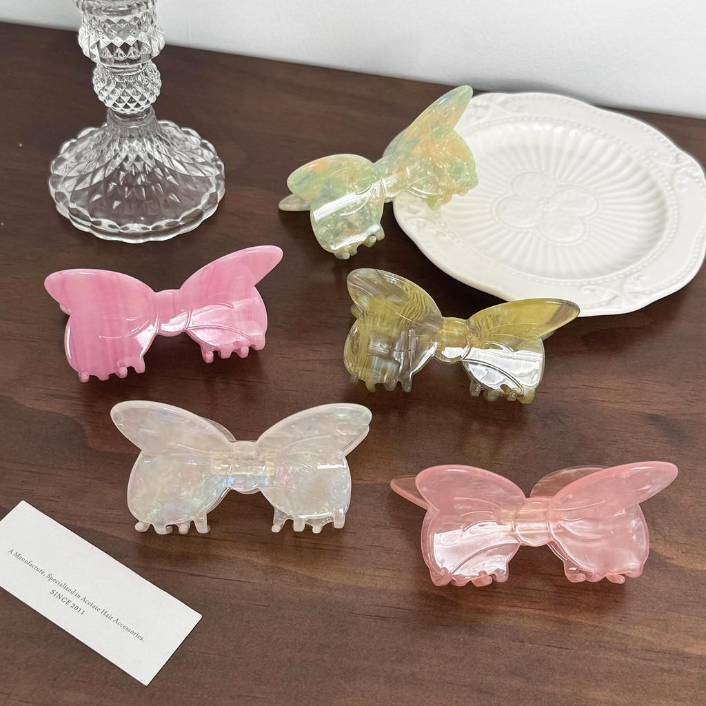 Stunning 2024 Summer Collection Acetate Hair Claw Clip With Colorful Bow Design