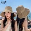 Summer Surround Big Brim Sun Hat Children Linen Splicing Bow Bucket Hat Outdoor Fashion Versatile Sunscreen Hat