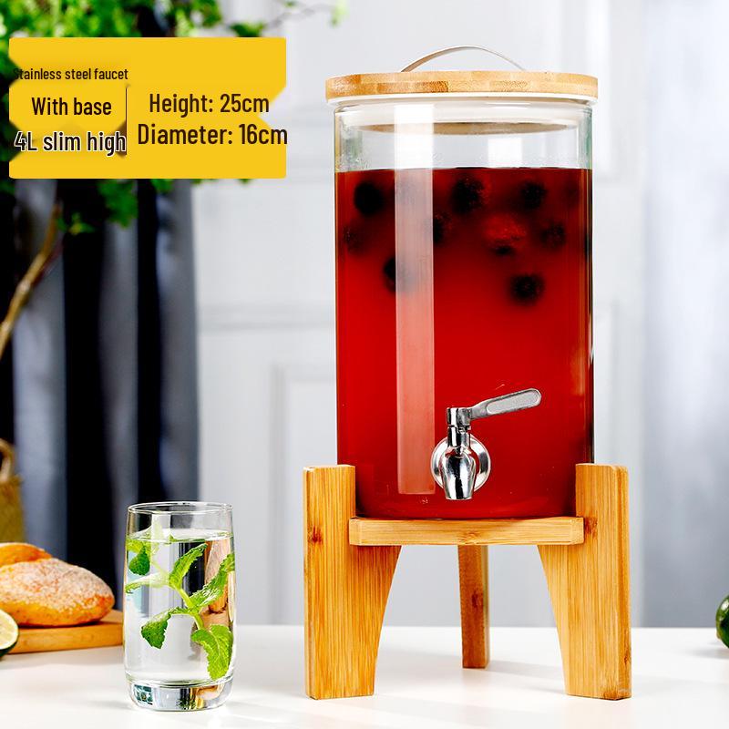 Large Capacity Glass Beverage Dispenser with Faucet for Cold Drinks and Fruit Tea