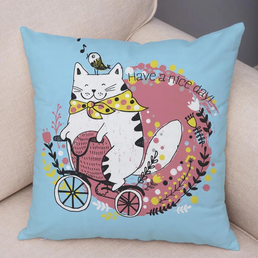 Colorful Pet Cat Decorative Pillowcase Office Living Room Car Ornaments Home Pillowcase