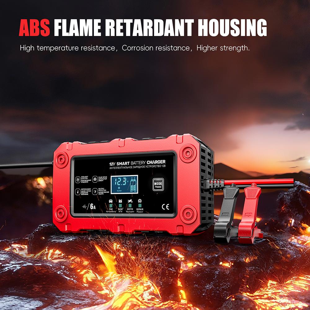 Intelligent Pulse Repair Multifunctional 12V 6A Portable Lead-Acid Smart Battery Charger Maintenance 2025 New Car Motorcycle SUV Battery Charging
