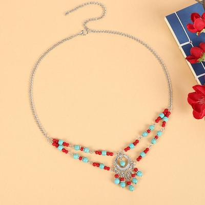 Exotische dubbellaagse voorhoofdsieraden, retro wenkbrauwhanger voor dames, antieke stijl gefranjerde voorhoofdsketting, foto hoofddeksel, Tibetaanse ketting.