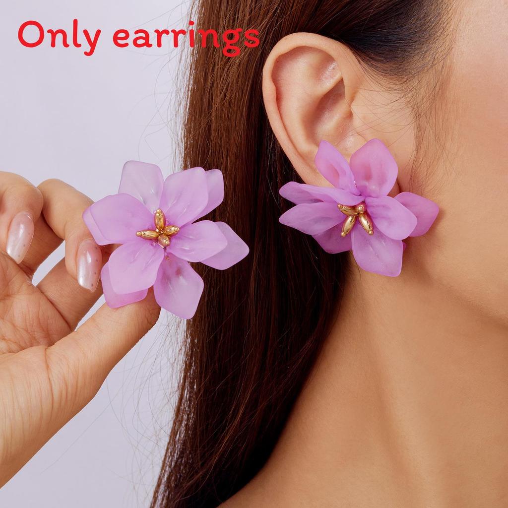 Womens Acrylic Floral Earrings Handmade Geometric Plant Flower Accessories