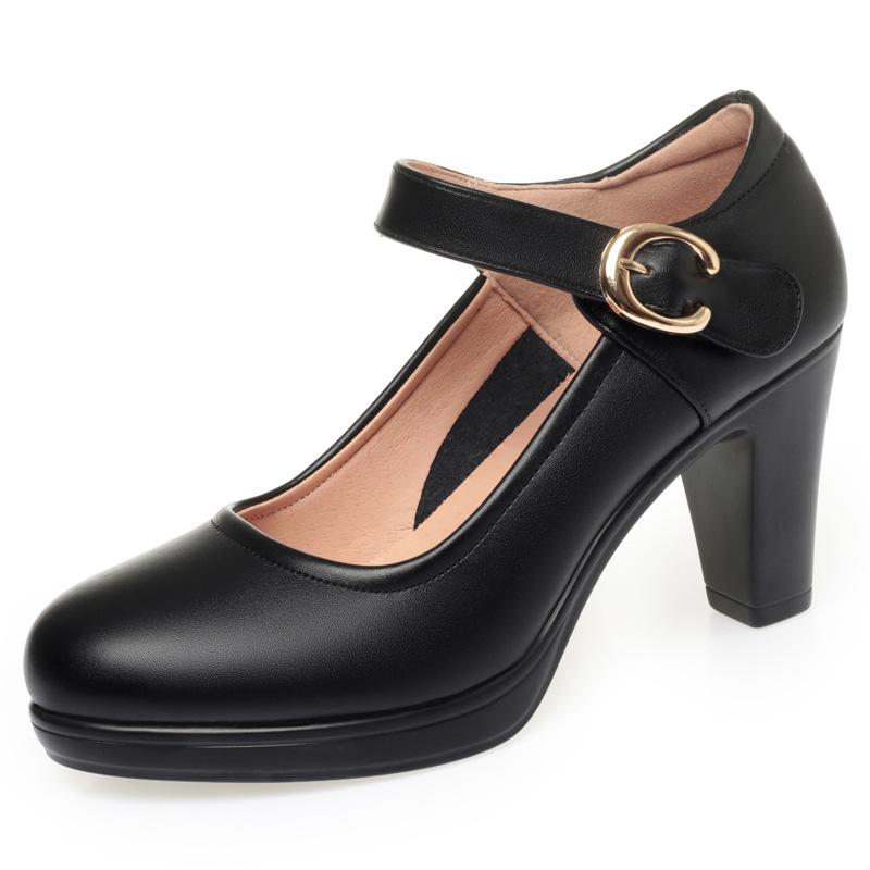 Fashion Women High Heels Women 2024 Soft Leather Chunky Platform Pumps Woman Wedding Party Dance Office Shoes
