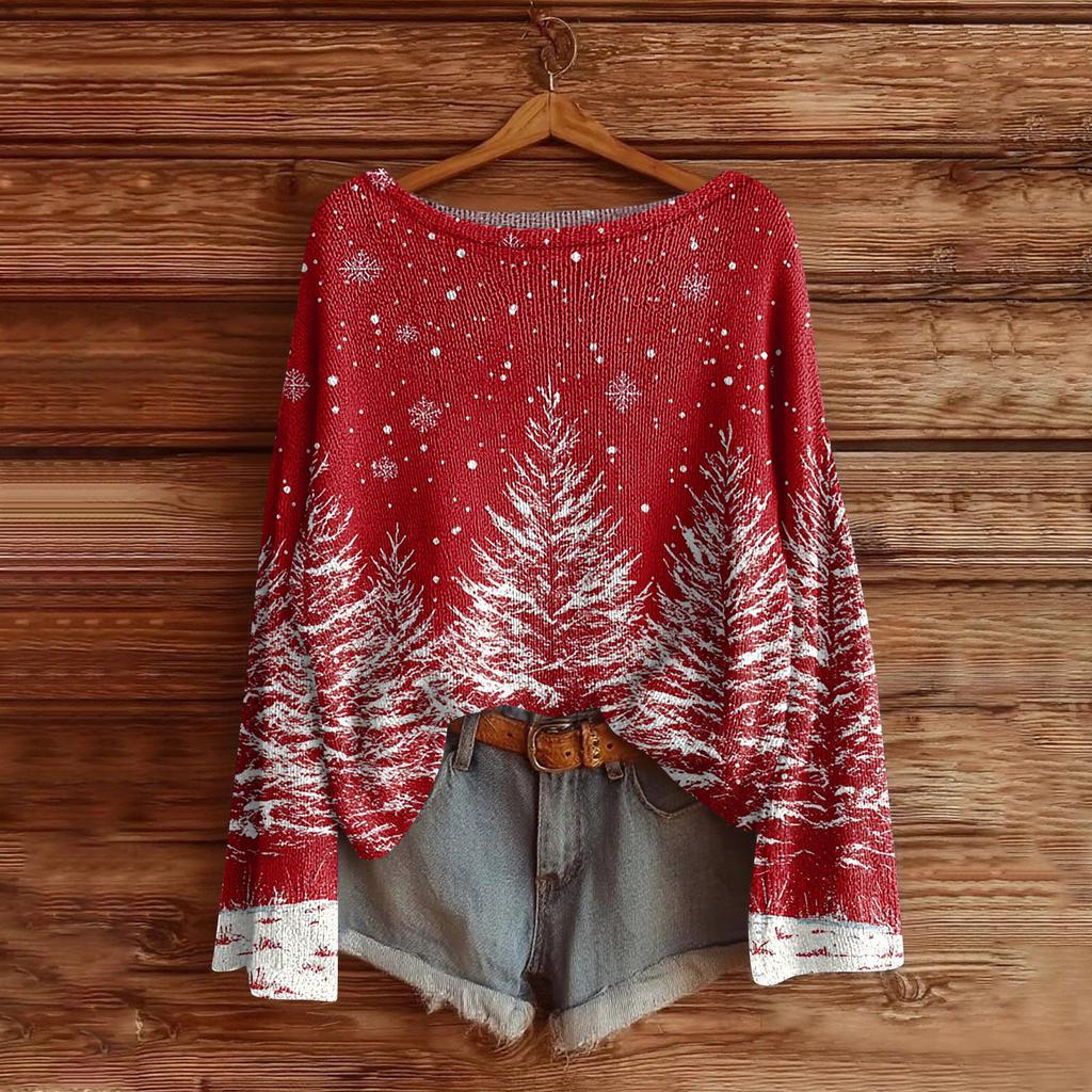 Women's Fashion Long Sleeve Christmas Snowman Snowflake Print Jacket Cardigan