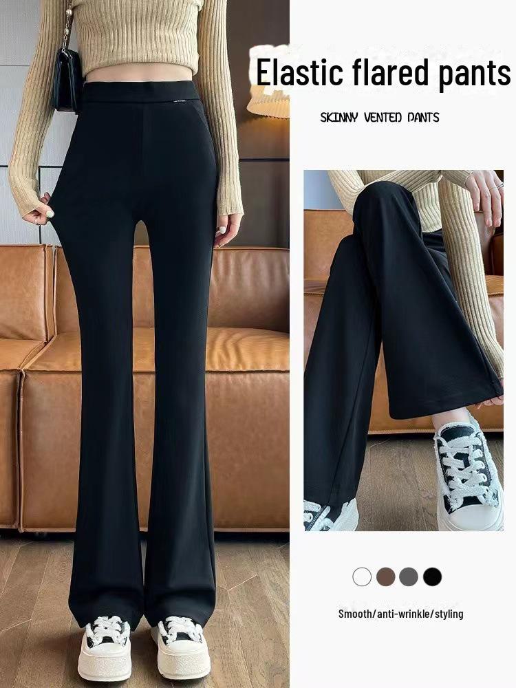 

Женские расклешенные брюки с высокой талией на весну/осень 2024 года — облегающий черный дизайн 2XL чёрный