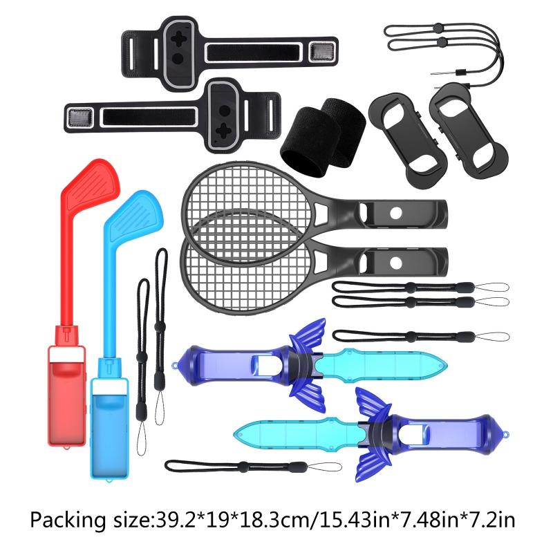 12 In 1 2022 Switch OLED Sport Accessories Set for Switch Controller with Grips Tennis Rackets Fitness Leg Strap Sword