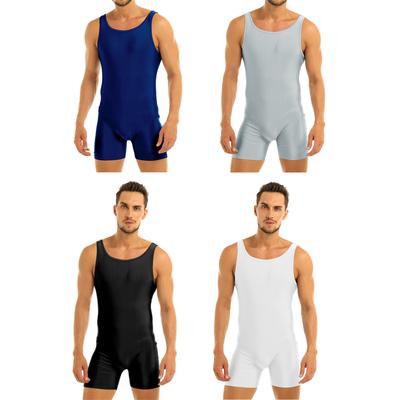 Body de gimnastică pentru bărbați, elastic dintr-o bucată, fără mâneci