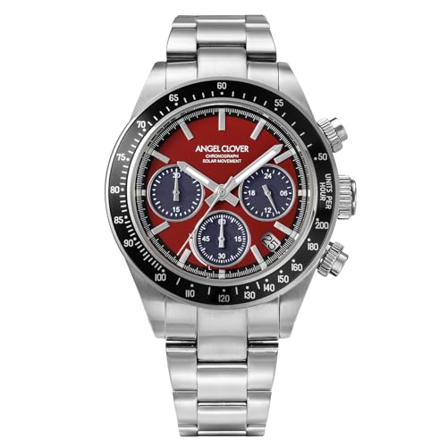 AngelClover Timecraft Solar Watch, Solar Battery, 10 ATM Water Resistance, Mineral Glass, Red Dial, TCS40SRE, Men s [Authentic]