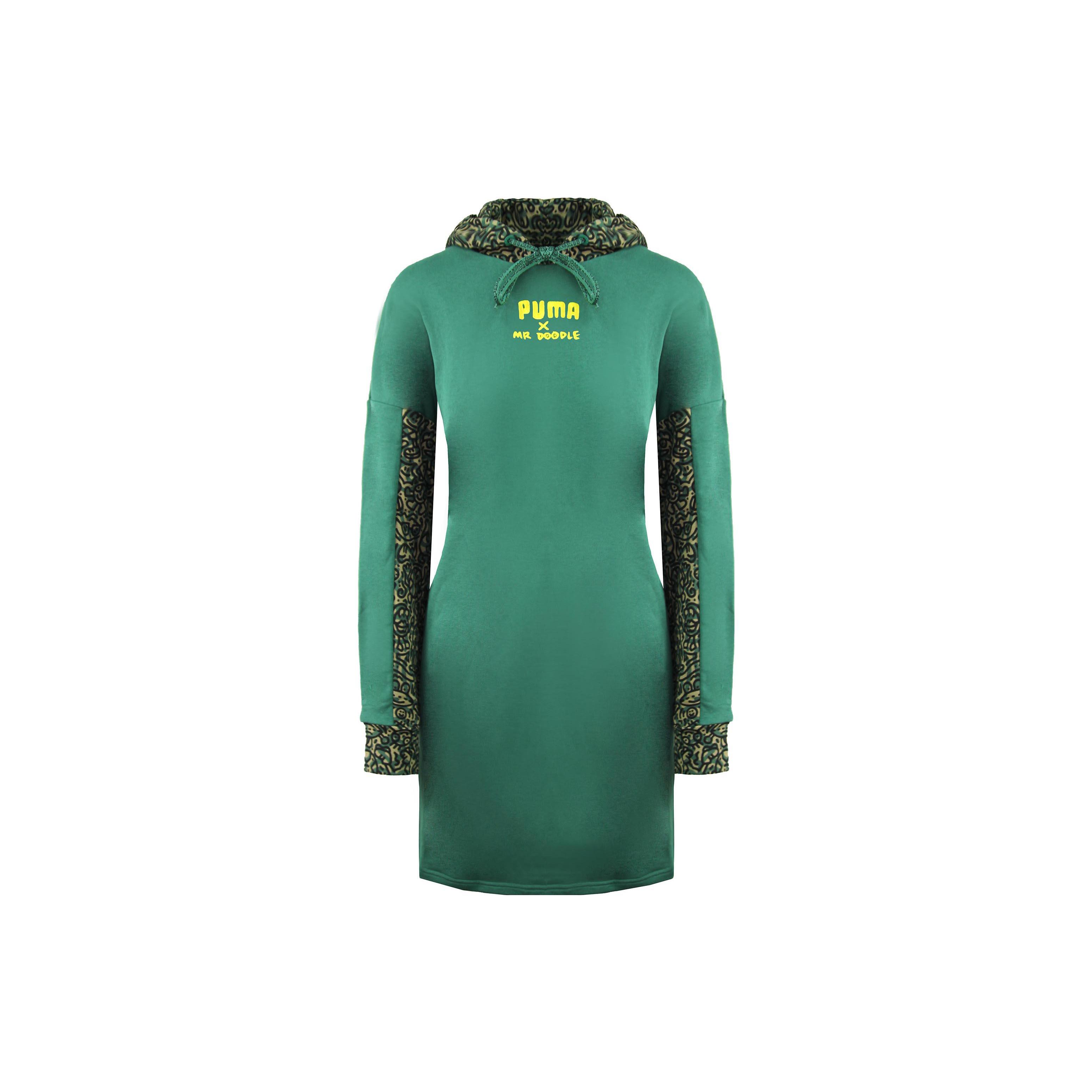 

New PUMA x Mr. Doodle Long Sleeved Dresses Women s Green 598686-91 S