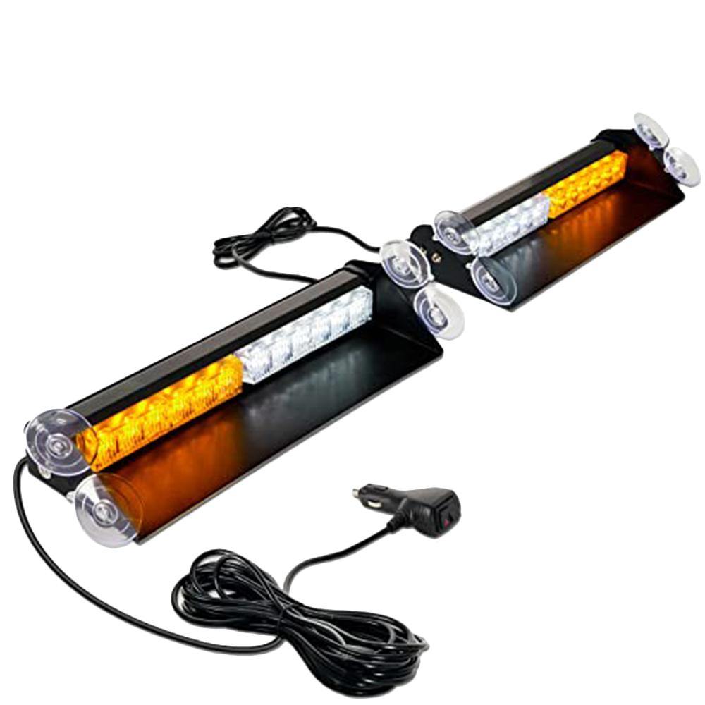 1 PC Alumium 12V-24V 24LED Car Dash Emergency Strobe Light LED Windshield Warning Strobe Light with Suction Cups Universal Amber White