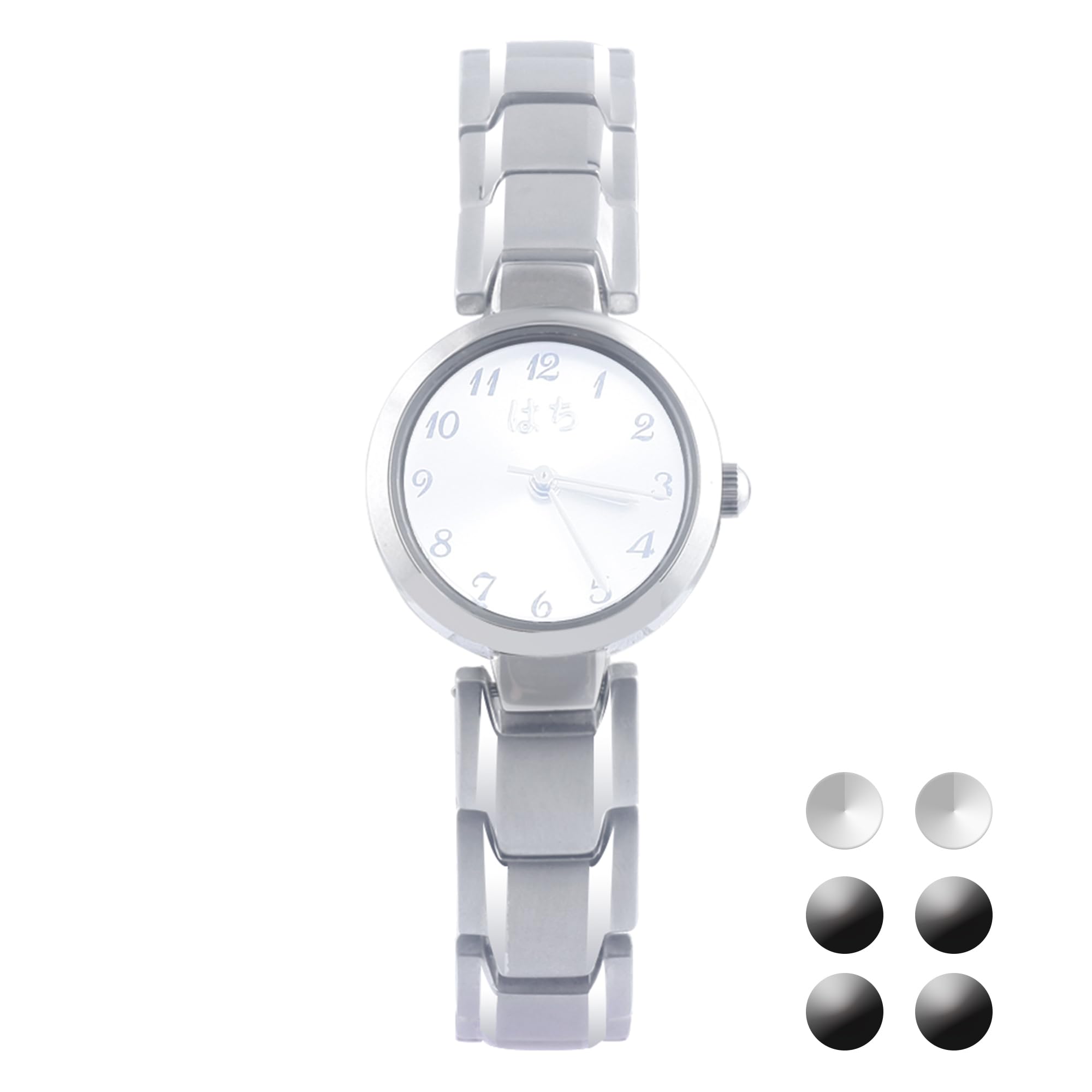 

Кварцовий годинник Hachi з браслетом з германію, магнітний браслет з гематиту, антистатичний, унісекс, модний аксесуар (Срібло)