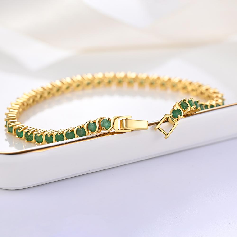 Exquisite Natural Emerald Bracelet, 18k Gold Plating Over S925 Silver Natural Gemstone Fine Jewelry Suitable for Party Occasions