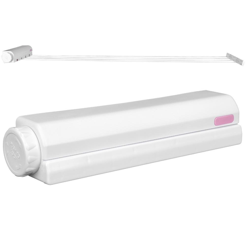 White Retractable Clothesline Plastic Laundry Drying Line Clothes Drying Rope Indoor Outdoor 4 Ropes