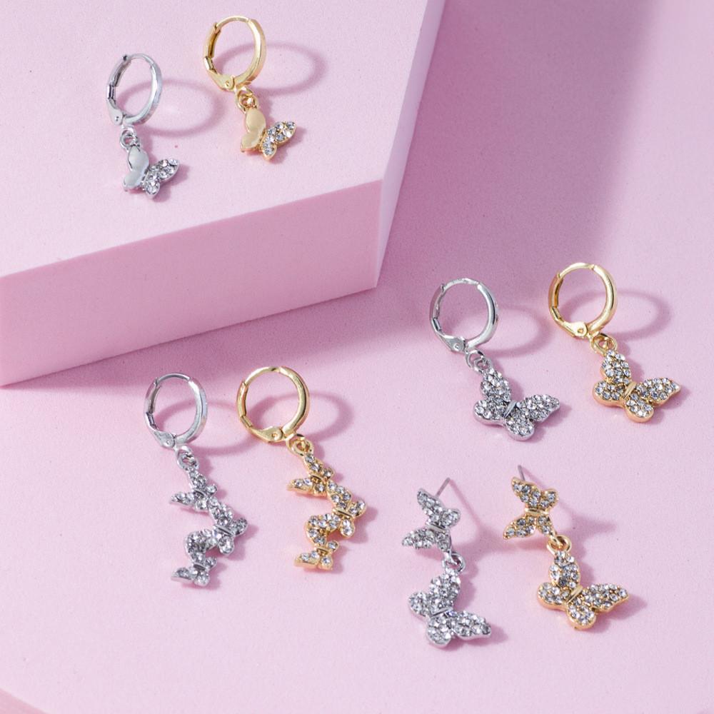 Stylish Women's Alloy Butterfly Earrings Trendy Geometric Design In Gold And Silver