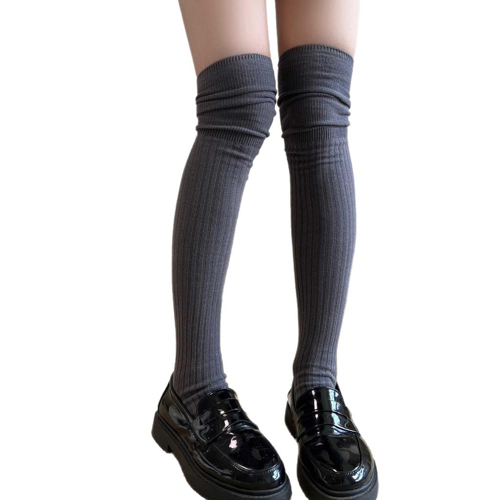 Autumn And Winter Socks Women'S Knee Socks Stacking Socks Gray Stockings Korean Simple High Tube Socks Pure Cotton Women'S Pure Cotton Socks