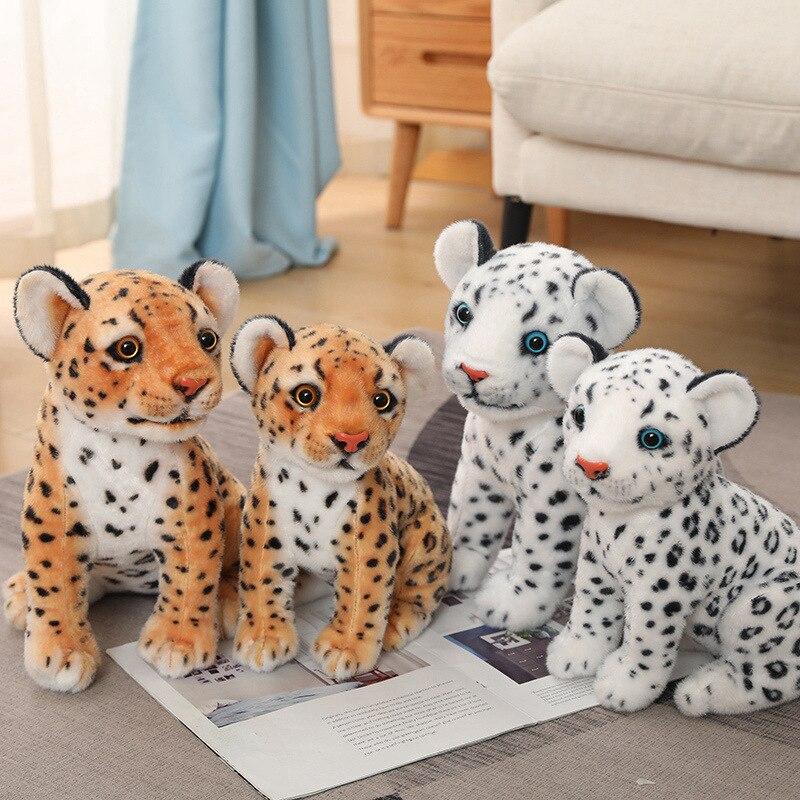 28/32 cm Kawaii Real Like Leopard Plysjdukker Utstoppede Myke Dyrelker Simulering Snøleopard Barn Barn Gutter Bursdagsgave