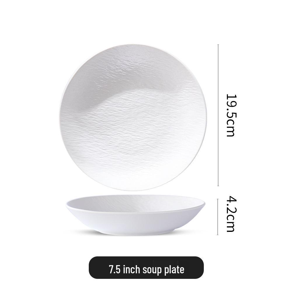 Nordic Stone Pattern Ceramic Soup and Salad Bowl, Deep Dish Tableware, Black/White.