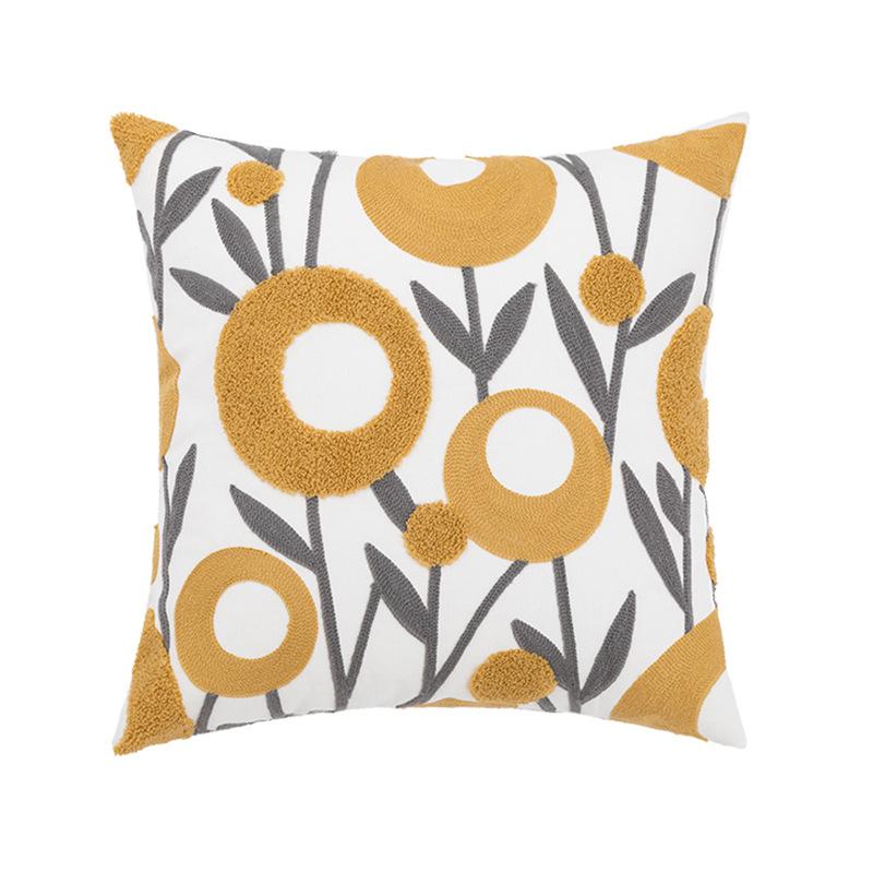 1pc Boho Floral Tufted Decorative Throw Pillow Cover-EmbroideredCotton Cushion Cover for Couch, Sofa, and Bed - Soft and Stylish